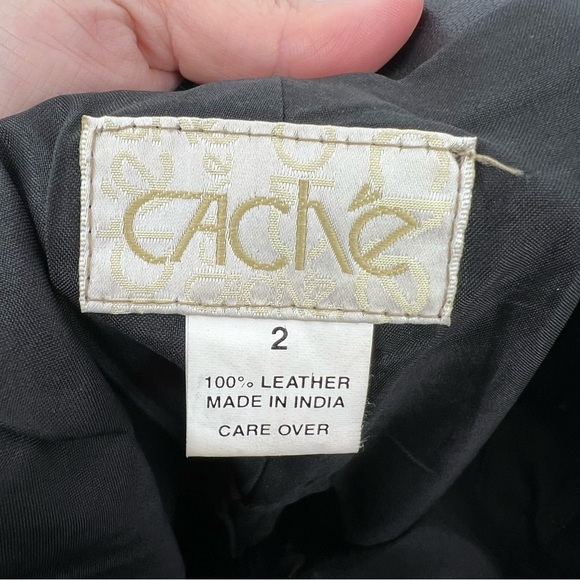 VTG Cache 100% Leather Black Pants *Altered* To Fit 0/2 - Picture 5 of 6